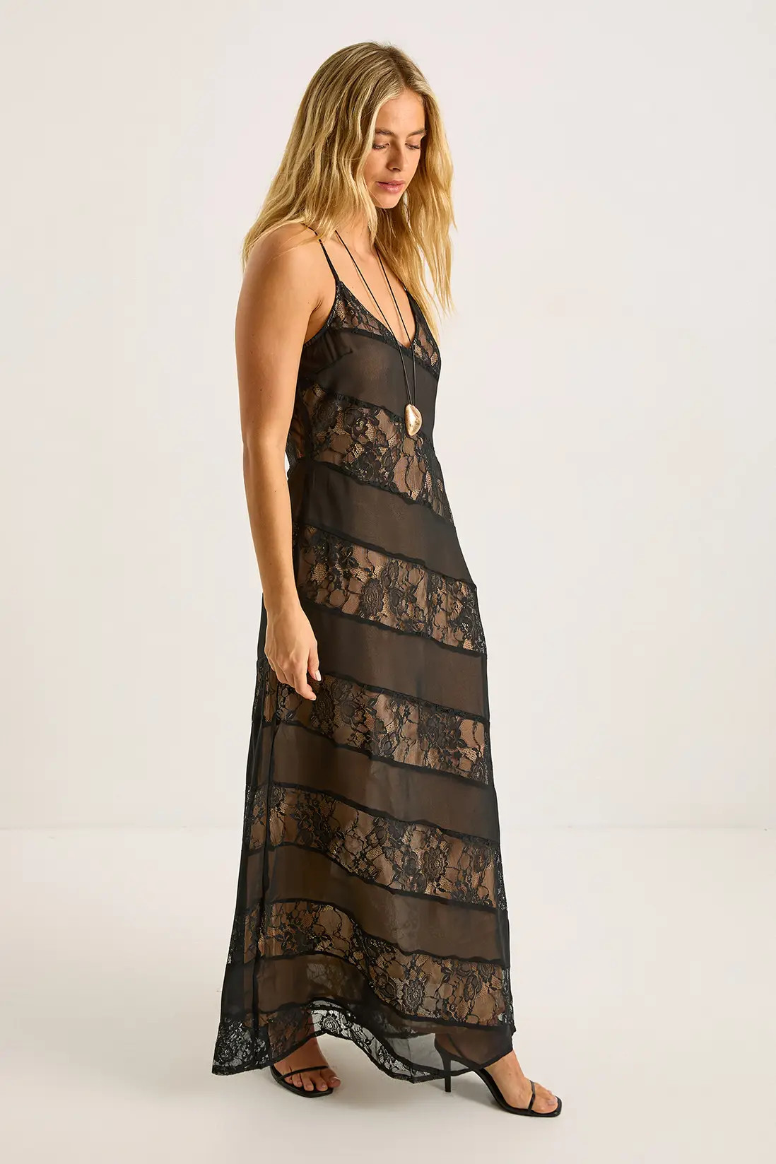 Georgette Lace Panelled Strappy Maxi Dress | Nasty Gal US