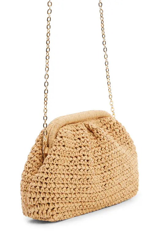 MANGO Amalfi Crochet Straw Clutch in Light Beige at Nordstrom | Nordstrom