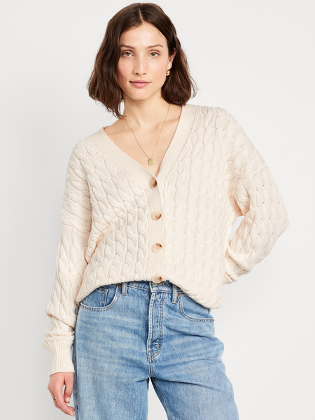 Oversized Slouchy Cable-Knit Cardigan Sweater | Old Navy | Old Navy (US)
