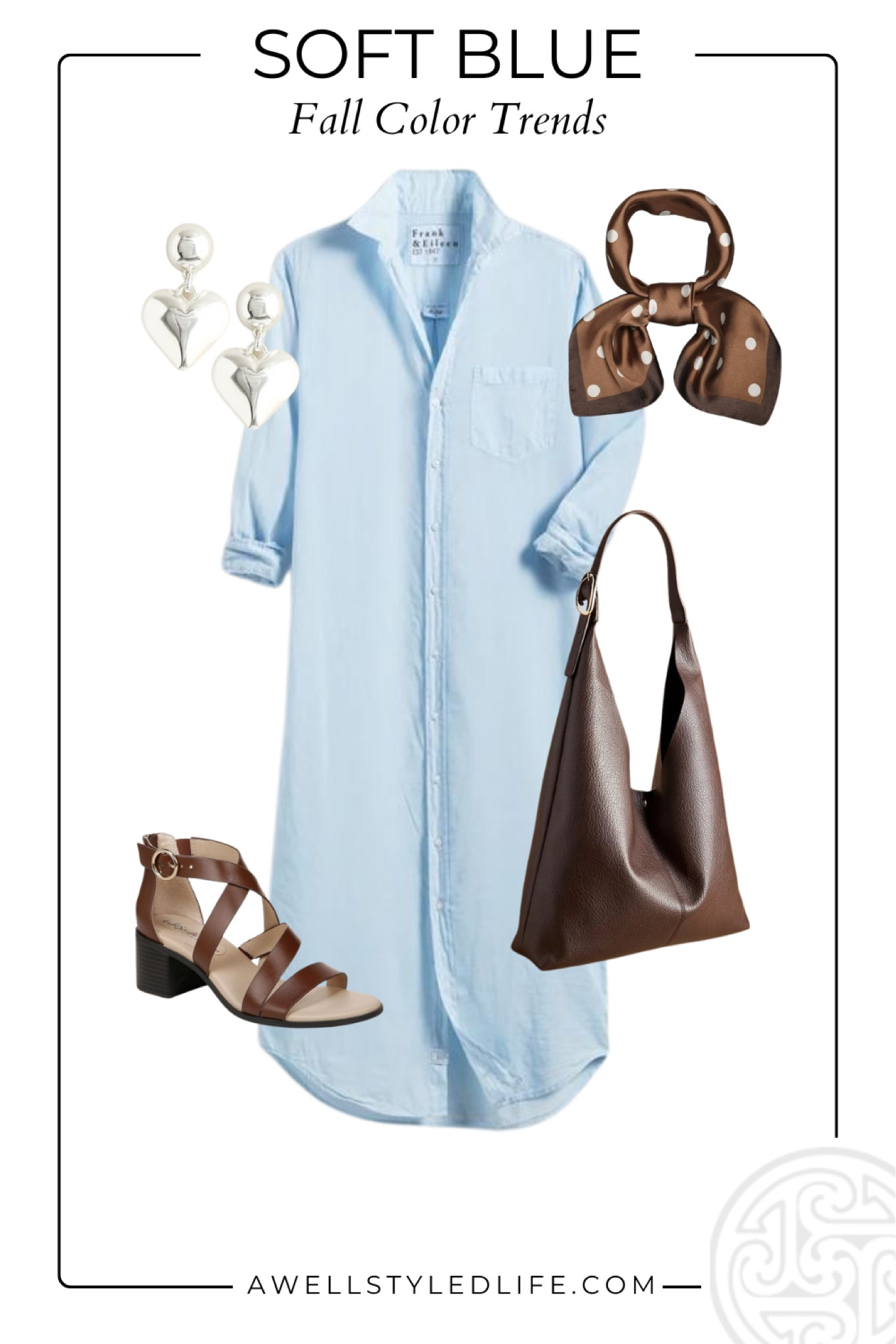 Casual Frank & Eileen shirtdress with soft blue and chocolate. 

#LTKSeasonal #LTKStyleTip #LTKItBag