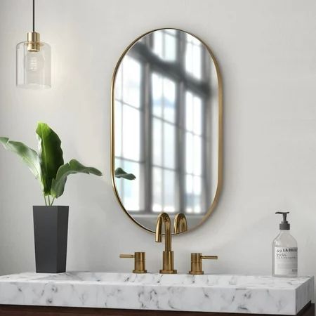 YAAN Oval Gold Mirror 20x33 Oval Brass Mirror Stainless Steel Metal Frame Mirror for Bathroom Entryw | Walmart (US)
