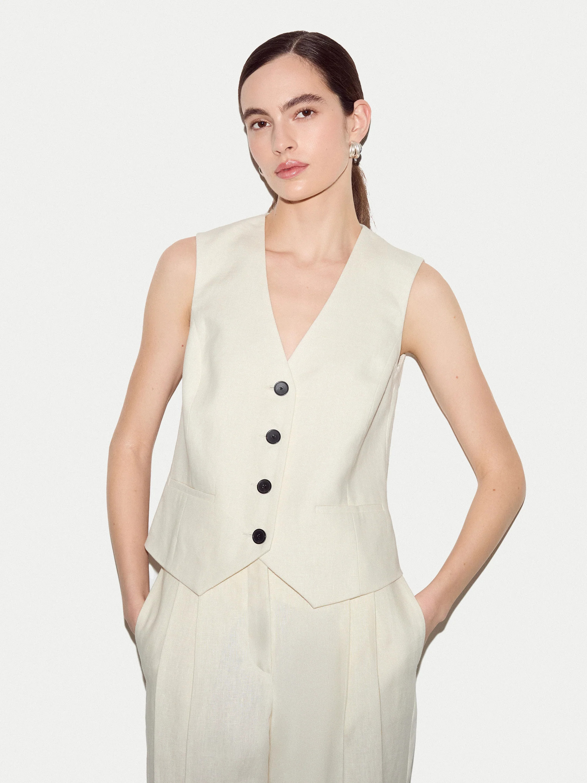 Linen Suit Waistcoat | Cream | Jigsaw (UK)