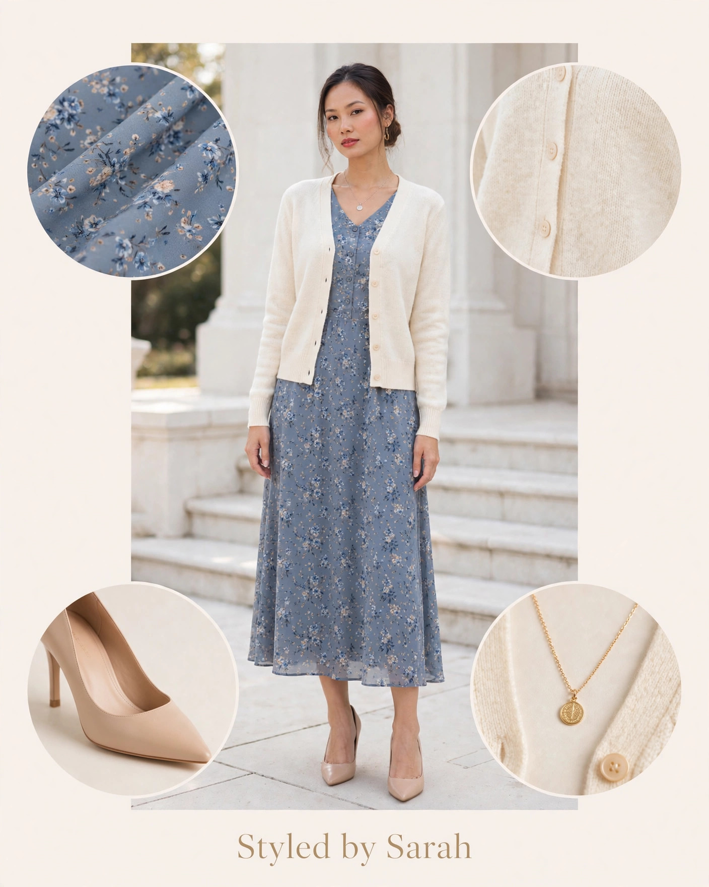 Sunday Church Outfit | Styled by Sarah

Sunday best, fall edition 🕊️ A floral midi + soft cardigan is the timeless combo that never misses. Save this for your next Sunday!

Comment SHOP for links — floral midi, cream cardigan, nude pumps + gold necklace.

Shop it here on my LTK.

#StyledBySarah #ChurchOutfit #SundayBest #ModestFashion #FallDress #FloralDress #ElegantStyle #ChicStyle #FallFashion #OOTD
Affiliate links — I may earn commission on qualifying purchases. #ad 

 