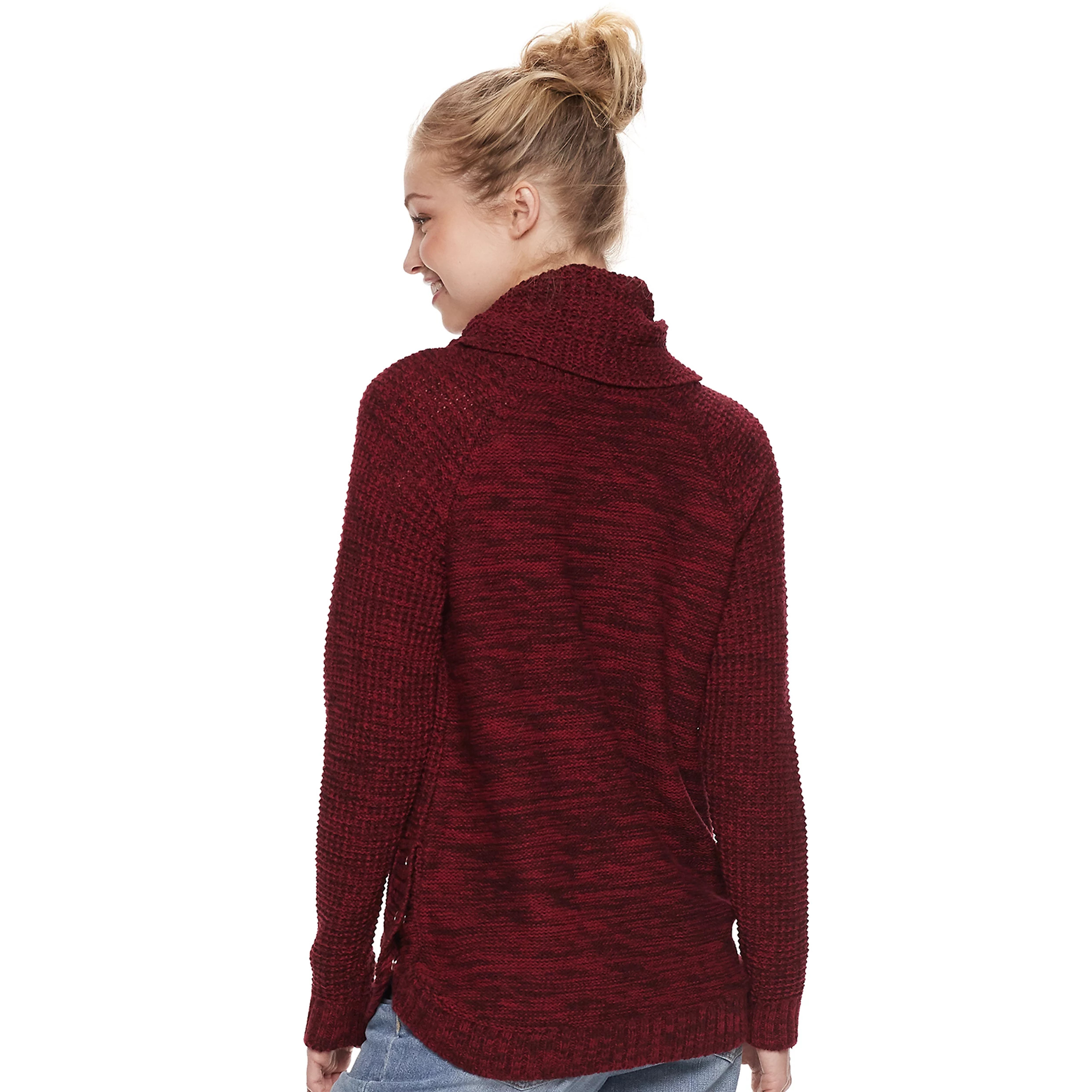 Juniors' It's Our Time Cowl Neck Round Hem Tunic Pullover | Kohl's