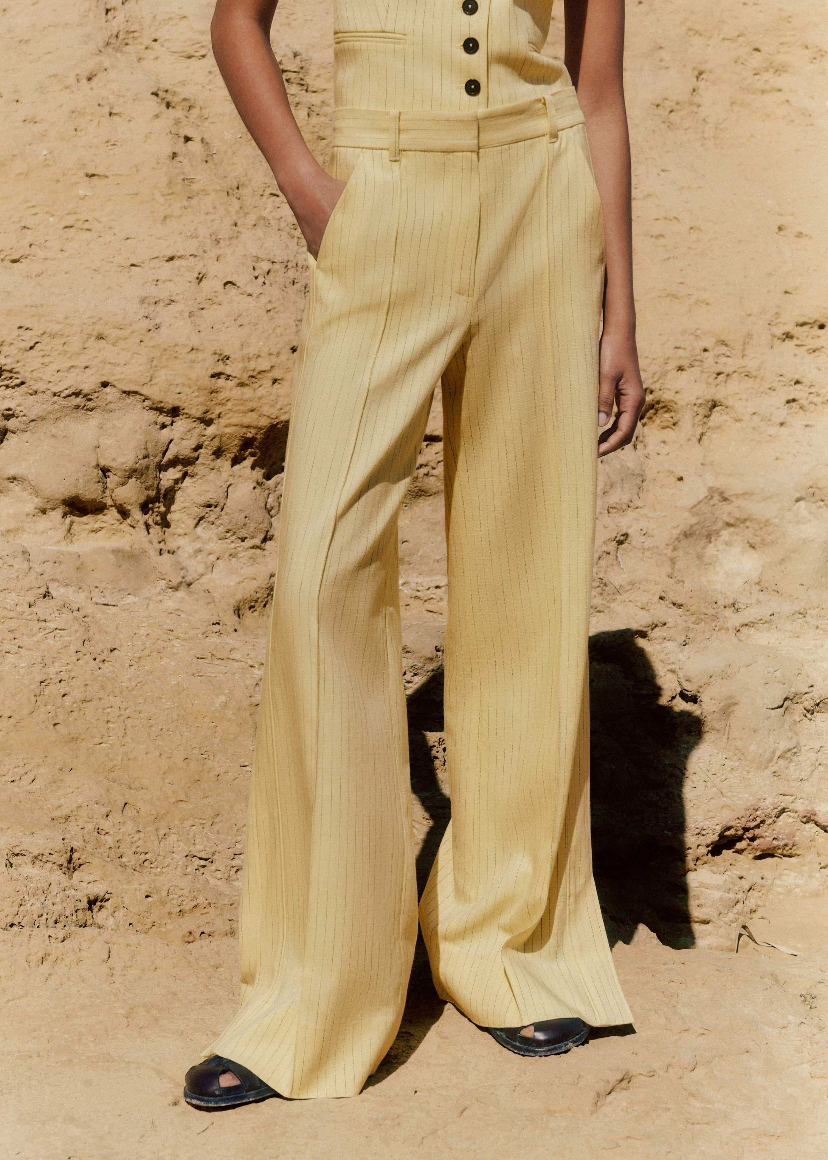 Women's Yellow Pinstripe Man Pant | ME+EM | ME+EM US
