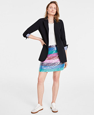 On 34th Women's Boyfriend Blazer, High-Neck Tank Top & Sequined Skirt, Created for Macy's - Macy'... | Macy's