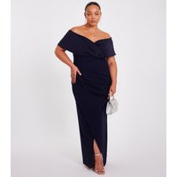 Women's Curve Navy Bardot Maxi Dress Quiz New Look | New Look (UK)