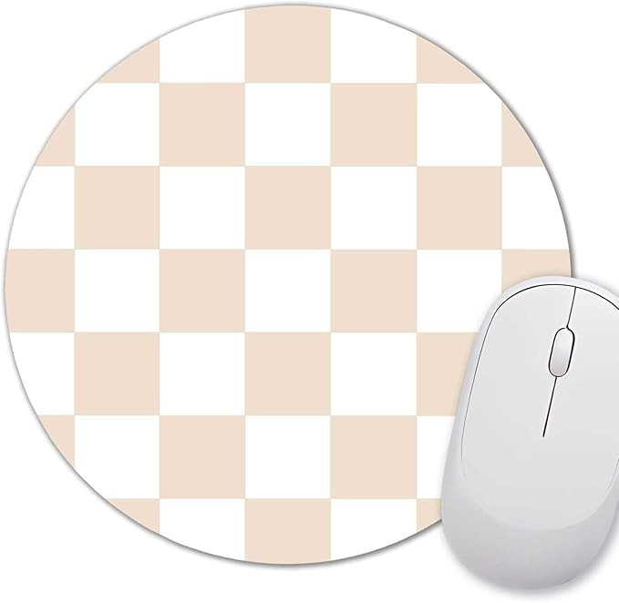 Cute Checkered Round Mouse Pad Small, Retro Beige Sand Mousepad, Aesthetic Mice Pad Portable Kids... | Amazon (US)