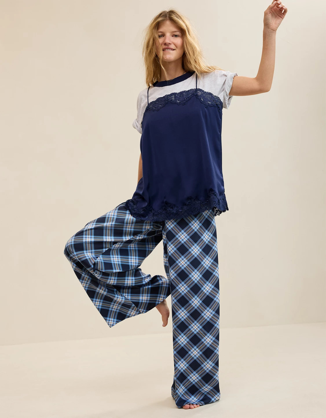 OVERSLEPT by Aerie Liquid Satin Wide Leg Pant | American Eagle Outfitters (US & CA)