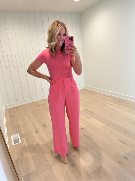 I am obsessed with this outfit!!!! You can dress these trousers up or down!!! I am wearing a 29R and am 5’6”! Wearing a medium in the bodysuit!!! #springbreak #hocspring #tcispring #hocsummer #abercrombie 

#LTKSeasonal #LTKSpringSale #LTKsalealert