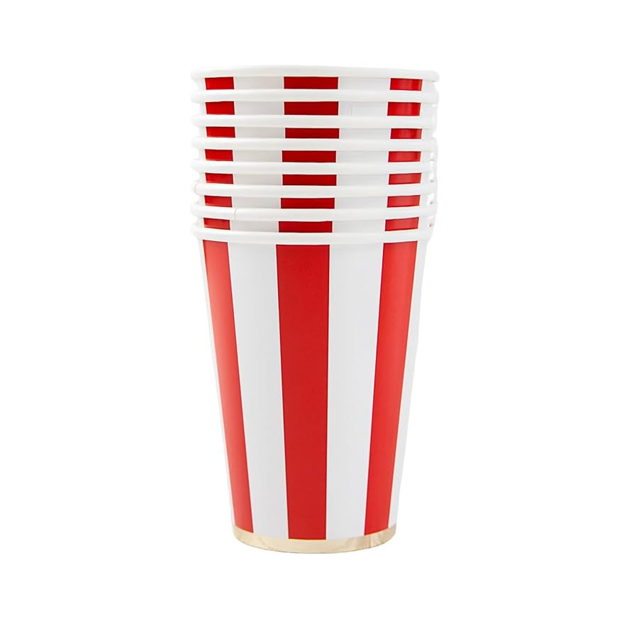 Bonjour Fête Red Cabana Stripe Party Cups | Disposable Cups for Holidays, Baby Showers & Birthda... | Amazon (US)