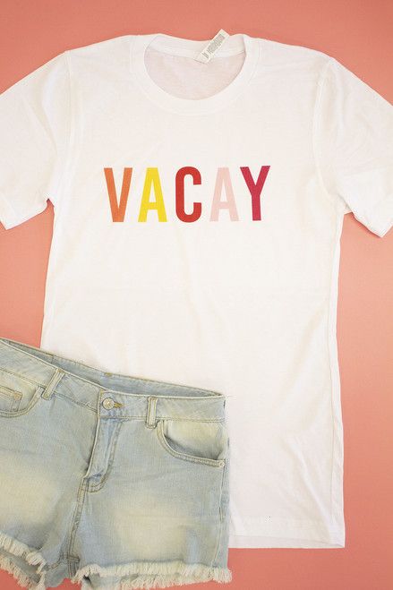 Vacay Graphic Tee White | The Pink Lily Boutique