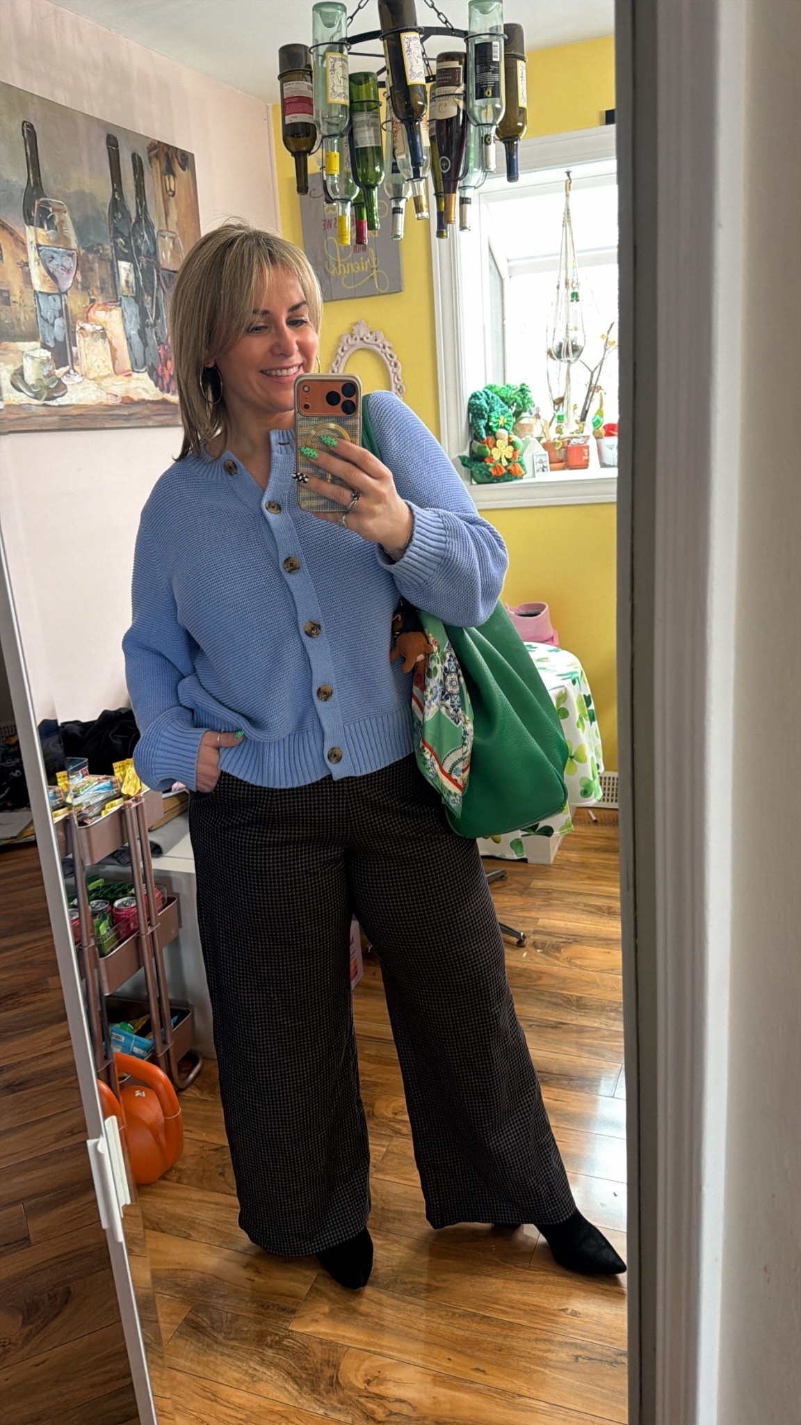 Wearing XL sweater 
Size 14-16 in pants 

#LTKPlusSize #LTKMidsize #LTKootd