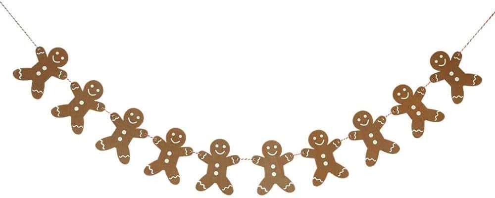 Wooden Gingerbread Man Christmas Garland Party Bunting Decoration, 2M | Amazon (US)