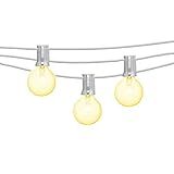 Mr Beams 5W G40 Bulb Incandescent Weatherproof Indoor/Outdoor String Lights, 100 ft, White, Feet | Amazon (US)