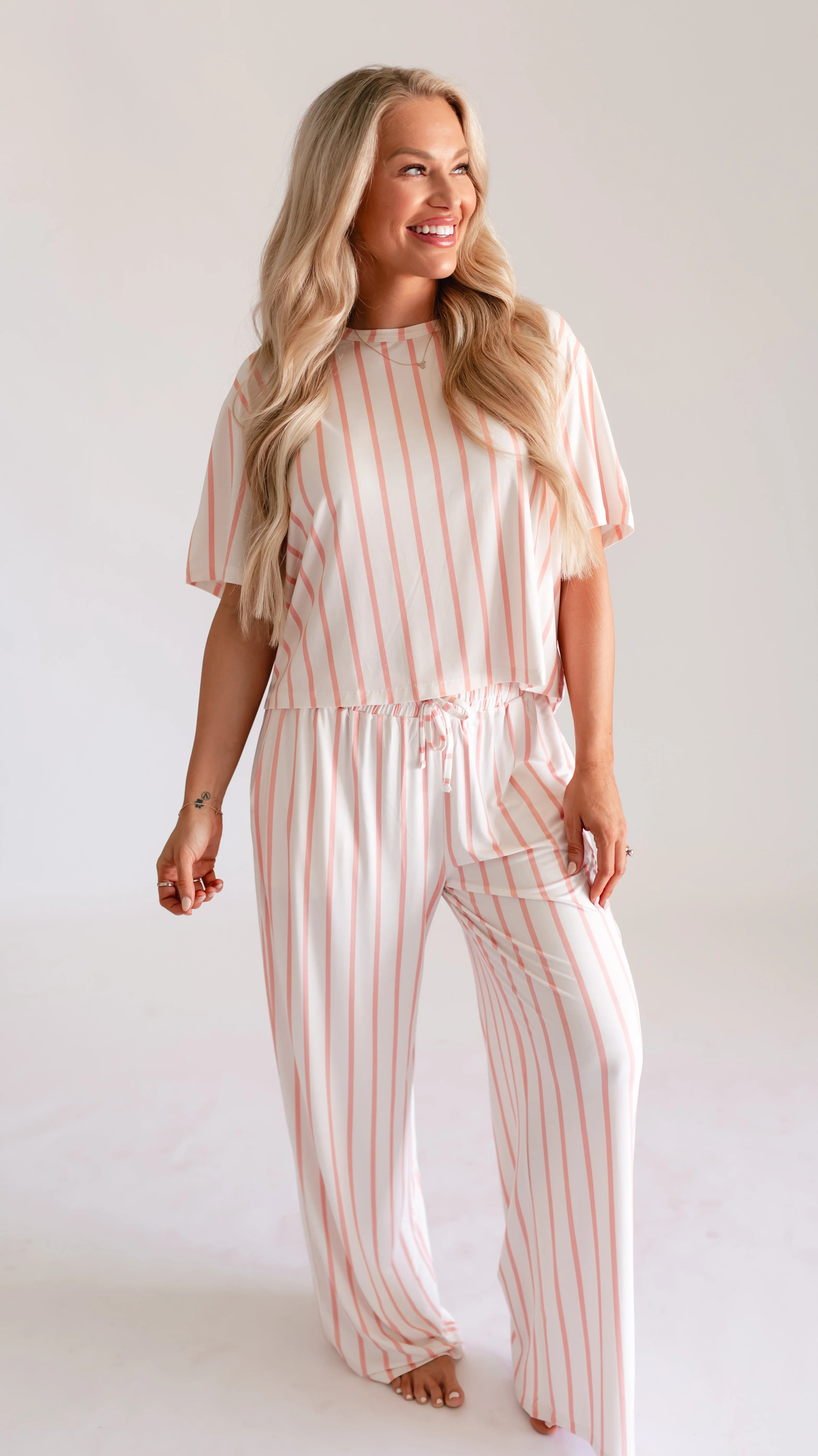 Women's T-Shirt and Pants Set in Beach Stripes | Silks Design