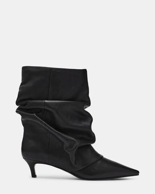 Steve Madden Women's Lennox Cuffed Booties - Black Leather - Size 5.5 | Steve Madden (US)