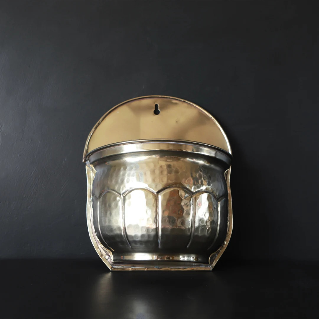 Vintage Wall Pocket Planter Scalloped Brass Lotus Style Hanging Vase Storage Organizer Boho Chic ... | Etsy (US)