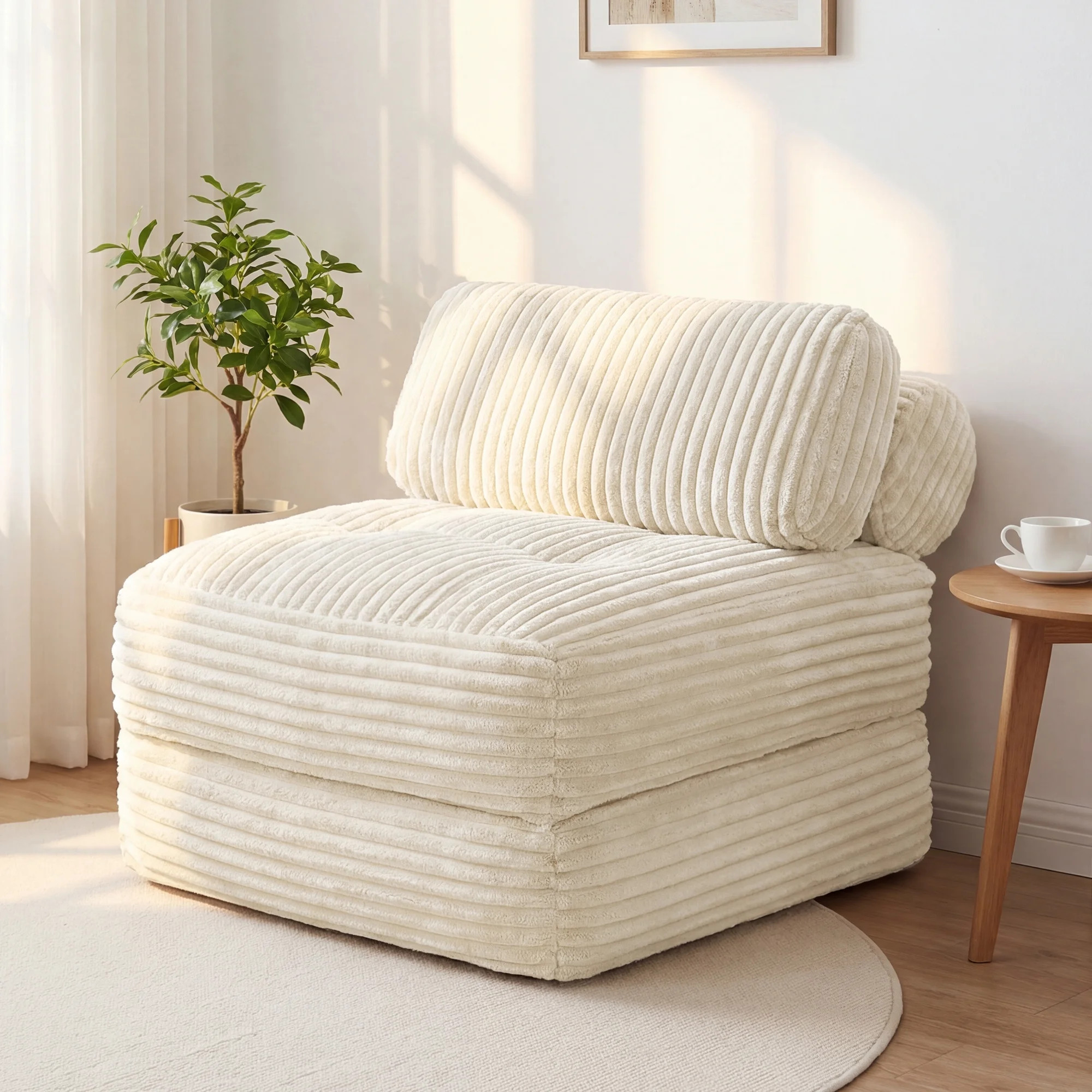 Neche Single Corduroy Convertible Sleeper Sofa - Folding, Pillow Included, Back Support, Portable... | Walmart (US)