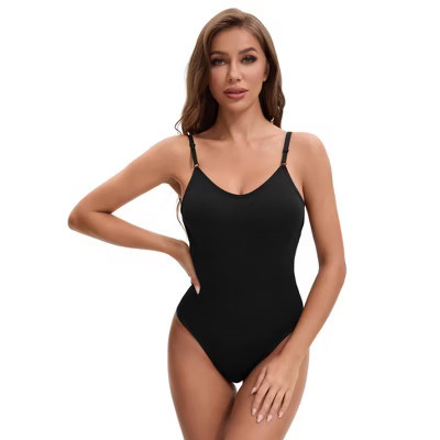 INSPIRE CHIC Women's Spaghetti Strap Open Backless Tummy Control Leotard Shapewear Slim Fit Bodyshapers Small Black | Target