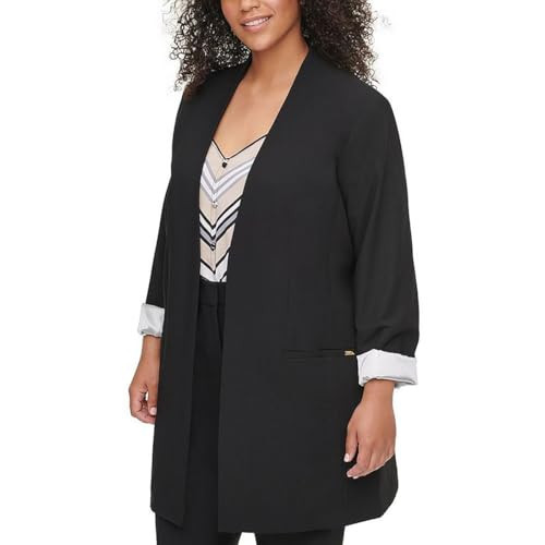 Calvin Klein Women's One Button Lux Suit Blazer, Black, 16W | Amazon (US)