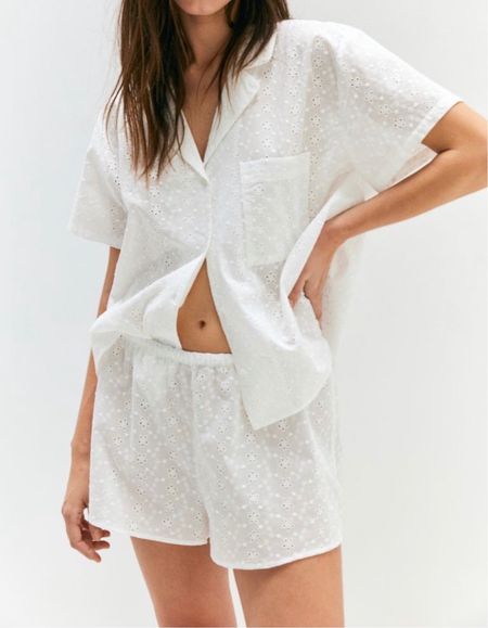 Eyelet pajama set - comes in black and white! 

#LTKfindsunder50 #LTKstyletip #LTKSeasonal