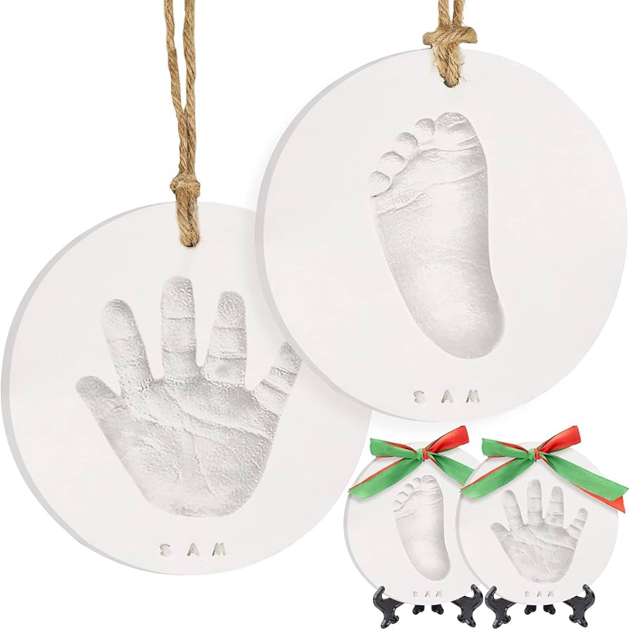 Baby Hand and Footprint Kit Girls, Boys - Personalized Baby’s First Christmas Ornament Kit, New... | Amazon (US)