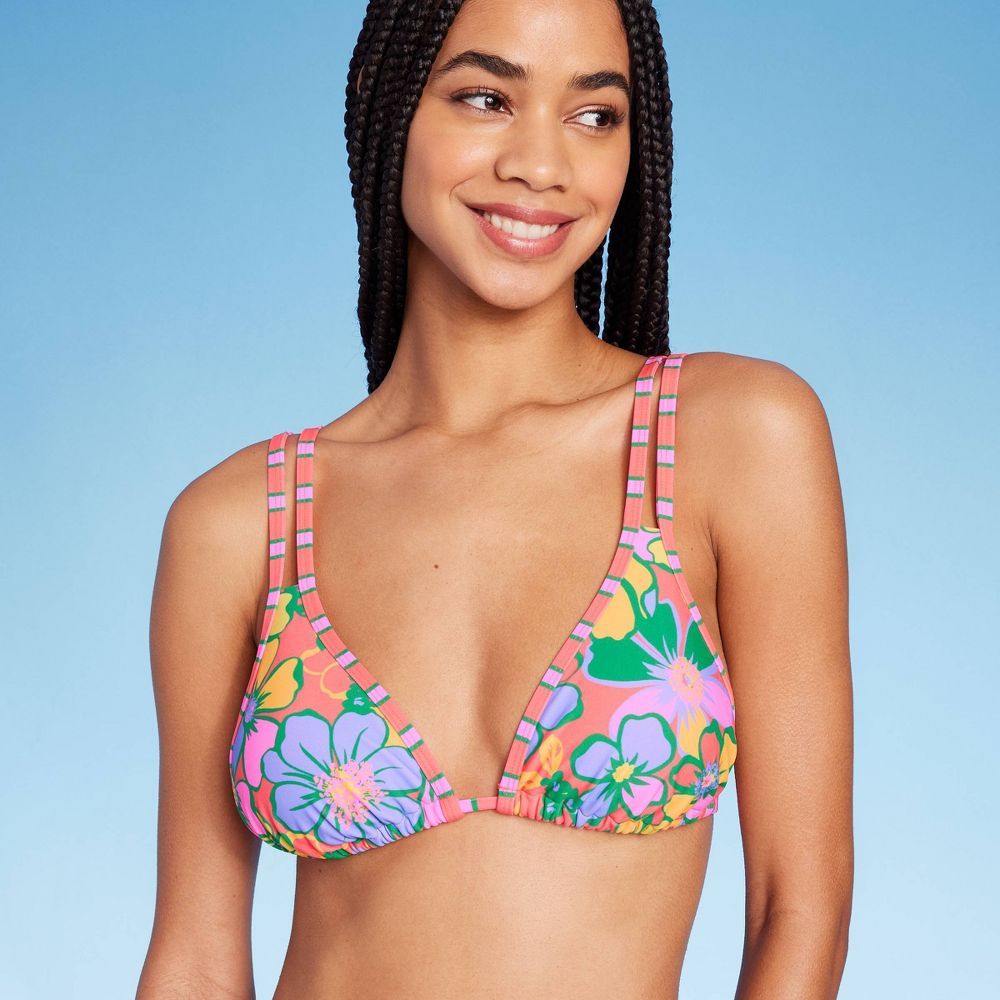 Women's Triangle Bikini Top - Wild Fable™ Multi Floral Print S | Target