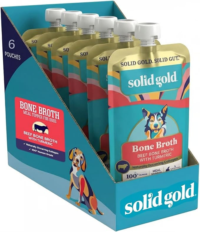 Solid Gold Beef Bone Broth for Dogs - Limited Ingredient Bone Broth Dog Food Toppers for Picky Ea... | Amazon (US)