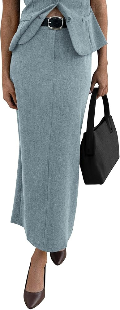 PRETTYGARDEN Women's 2026 Fall Maxi Pencil Skirt High Waisted Slit Work Office Trendy Long Skirts... | Amazon (US)