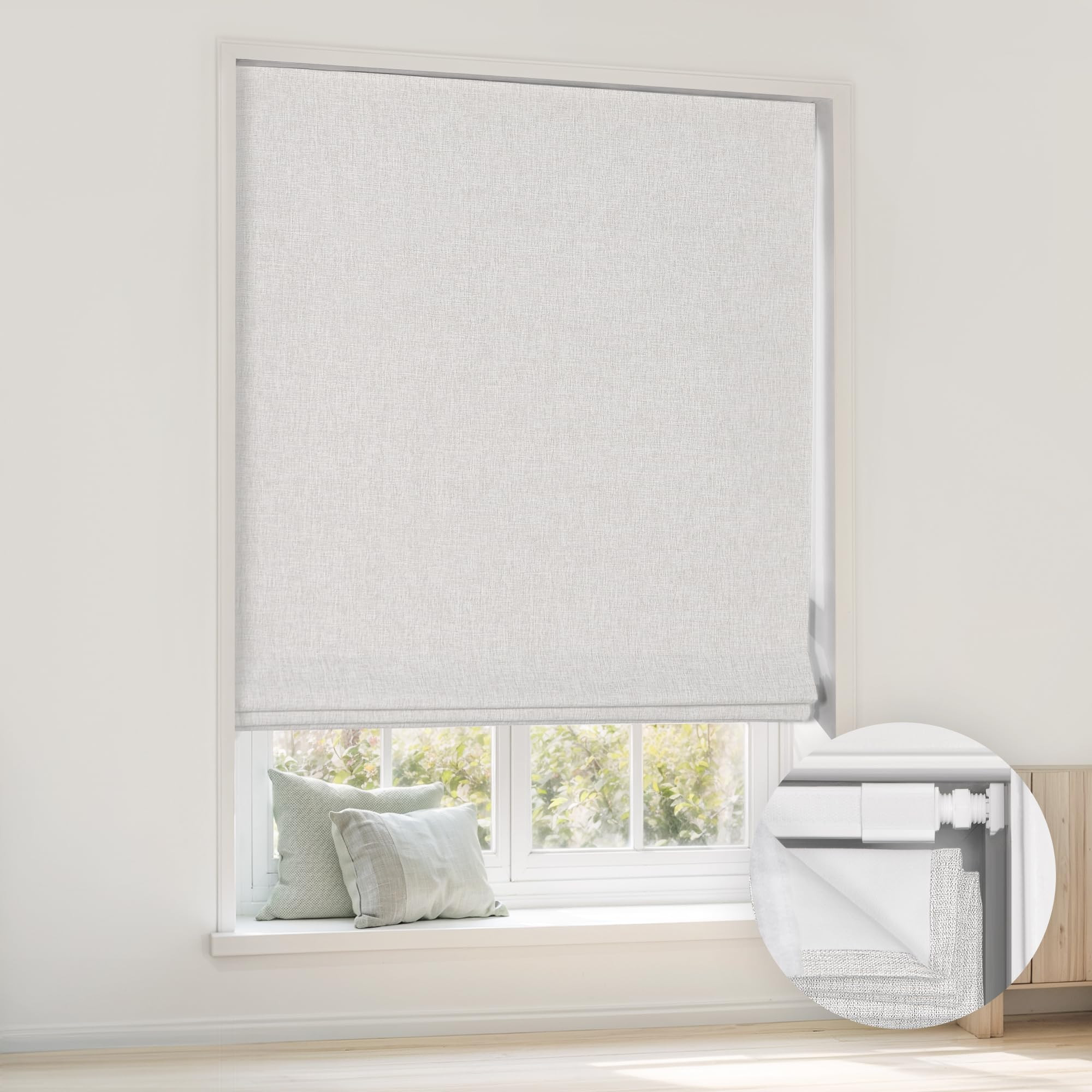 LazBlinds No Tools No Drill Cordless Roman Shades for Windows, Blackout Thermal Insulated UV Bloc... | Amazon (US)