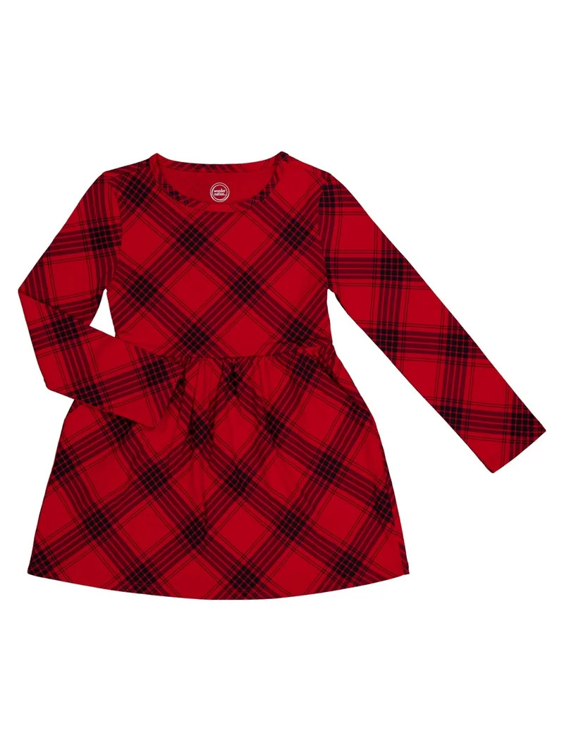 Wonder Nation Girls Long Sleeve Play Dress, Sizes 4-18 & Plus | Walmart (US)