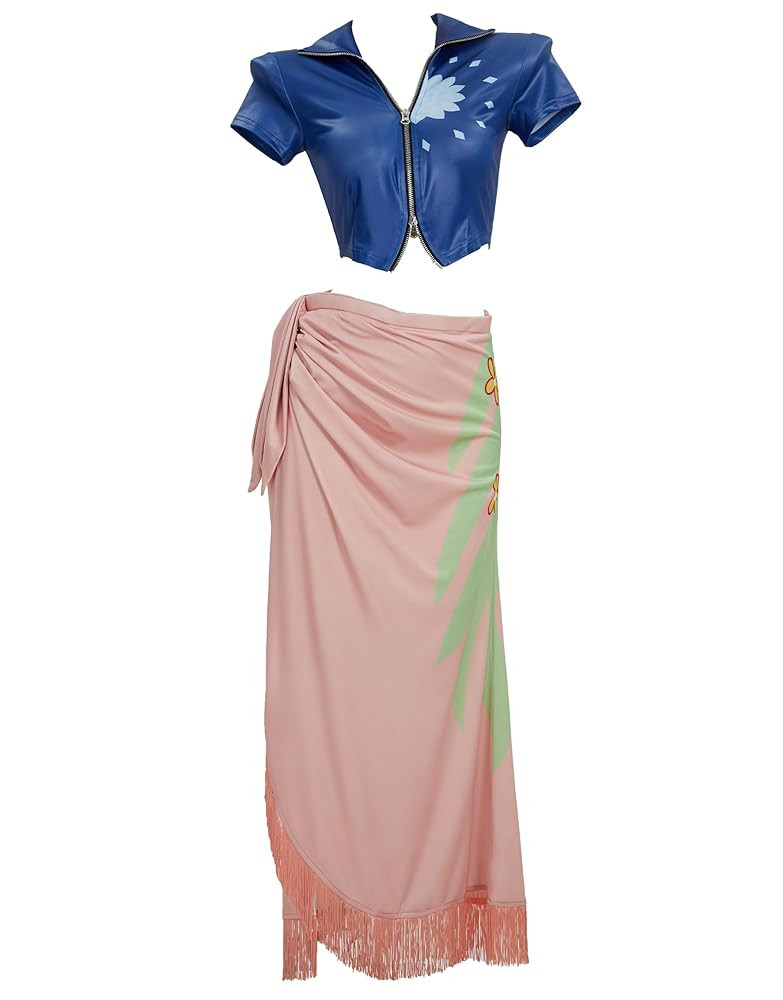 haikyuu Women Cosplay Costume Top and Wrap Skirt Decorated with Floral Pattern Tassel Halloween A... | Amazon (US)