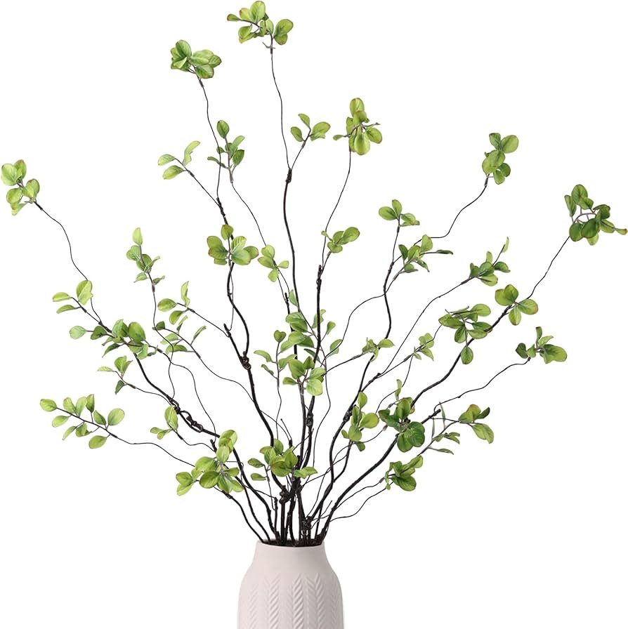 mizii 5pcs Artificial Greenery Stems 38in Realistic Faux Ficus Branches Long Stem with Green Leav... | Amazon (US)