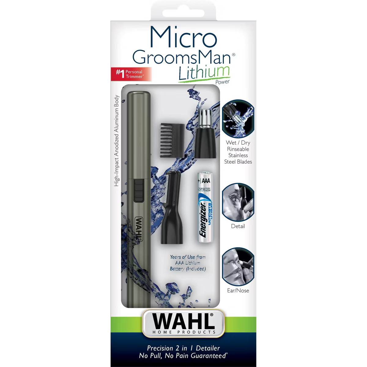 Wahl Lithium Ion Micro Groomsman 2-in-1 Cordless Battery Eyebrow and Nose Trimmer for Men with Ri... | Target