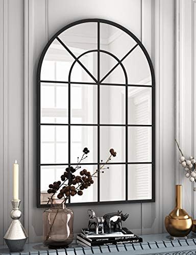 Arched Window Finished Metal Mirror - 32"×47" Wall Mirror Black Frame Window Pane Decoration for... | Amazon (US)