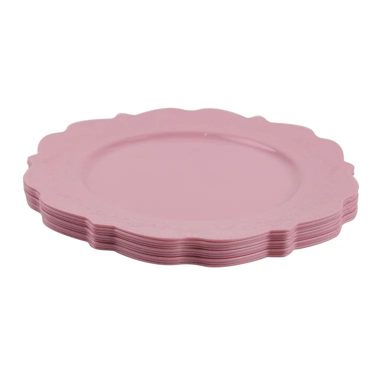 Way To Celebrate 7.5" Elegant Pink Disposable Round Plastic Plates, 10 Ct. | Walmart (US)