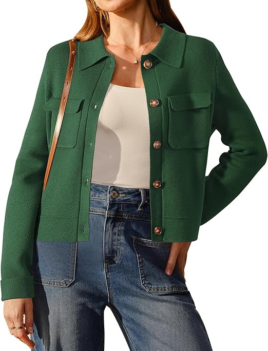 Arach&Cloz Women's Wool Blend Fall Fashion Button Down Cropped Jacket Shackets 2025 | Amazon (US)