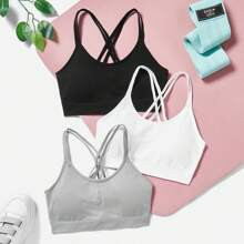 Womens pcs Seamless Cross Shoulder Straps Sports Bra | SHEIN