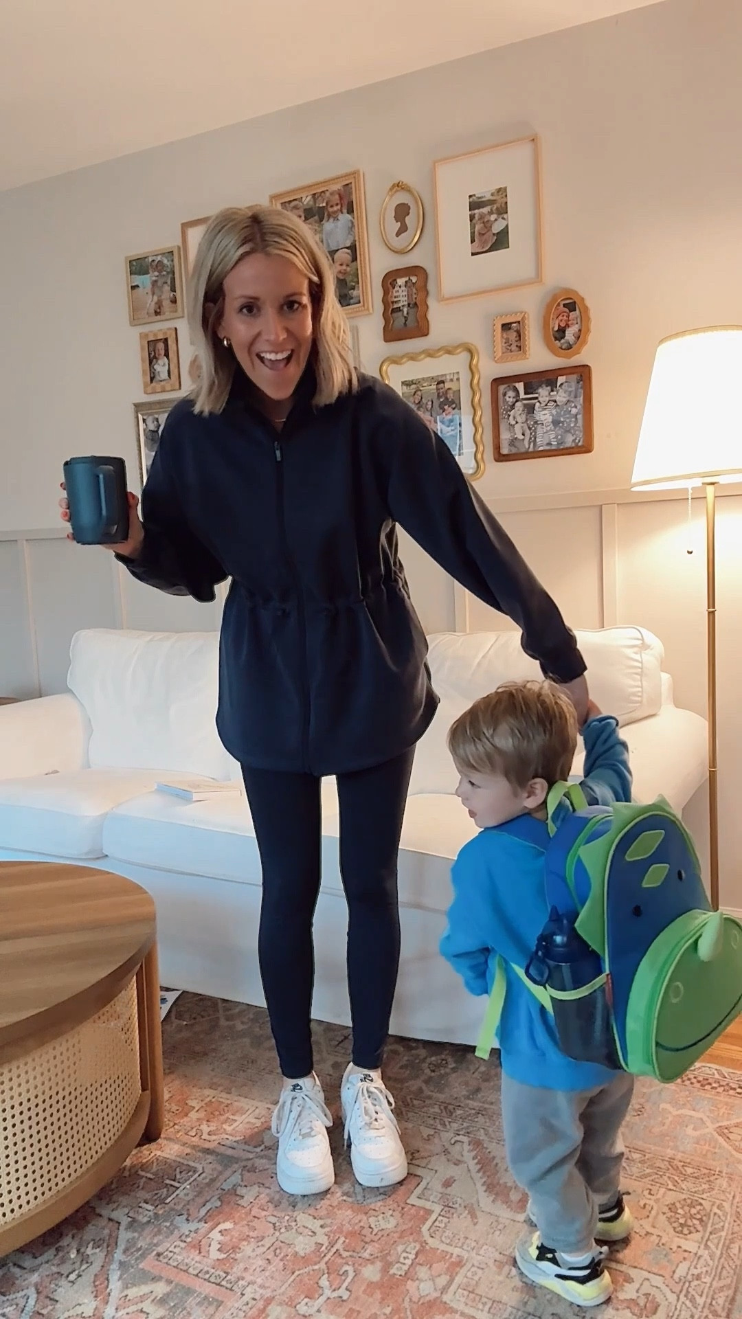 Navy-d out for this rainy day today ☔️ I have seen this jacket a lot in the taupe color (which is gorgeous) but the NAVY!!! 🤩 I am wearing the medium. And small in the leggings. The matching shorts would be cute too! 

#LTKFindsUnder50 #LTKActive #LTKSeasonal