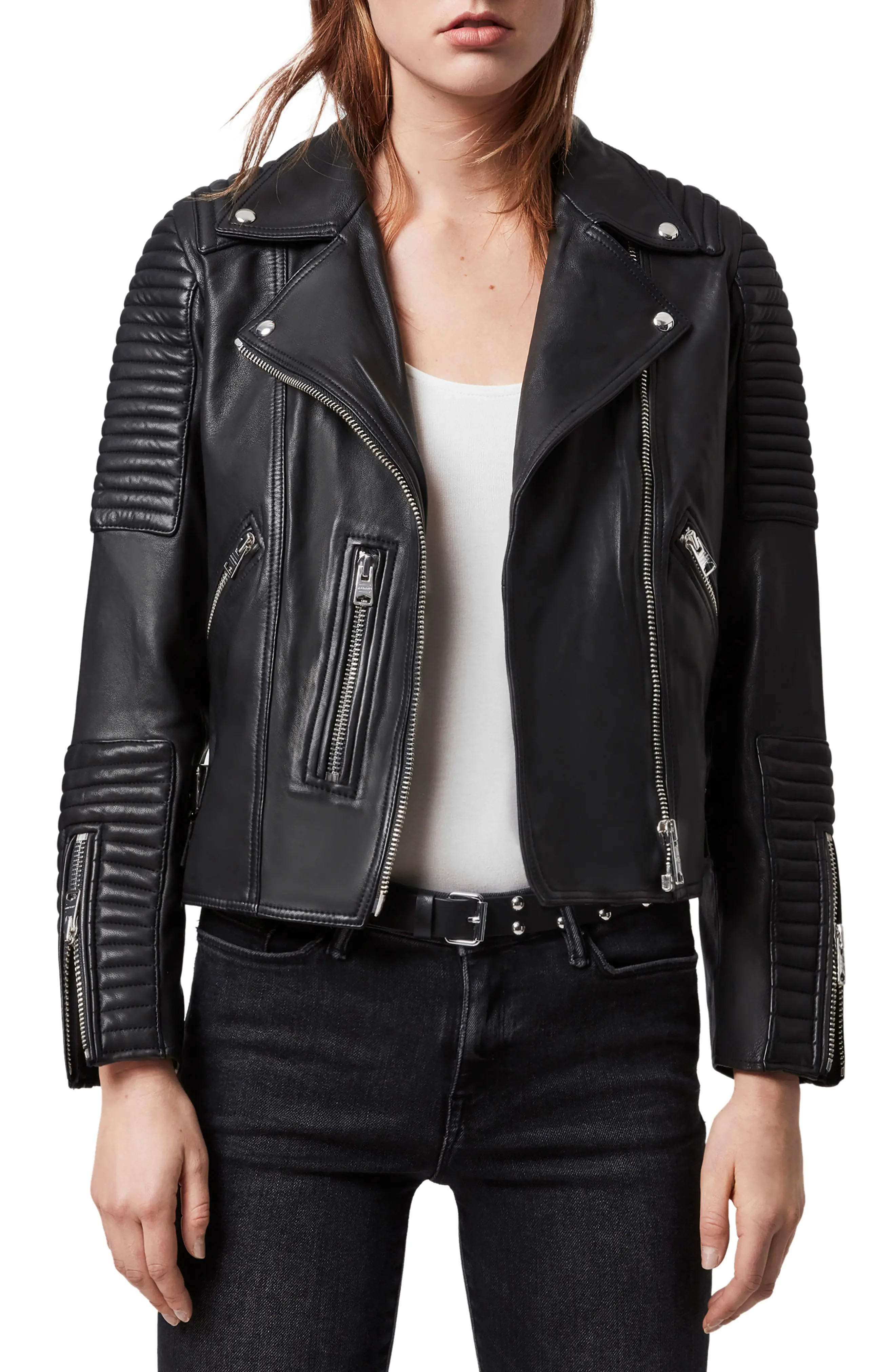 Women's Allsaints Estella Leather Biker Jacket | Nordstrom