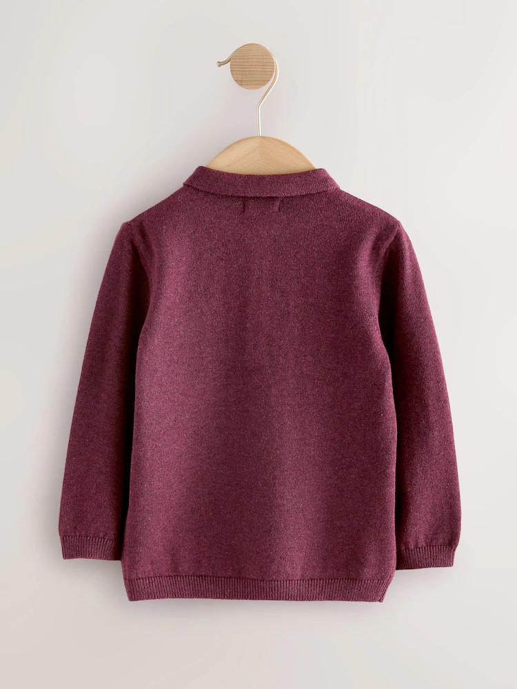 Plum Purple All Over Embroidered Knitted Christmas Polo Shirt (3mths-7yrs) | Next EU
