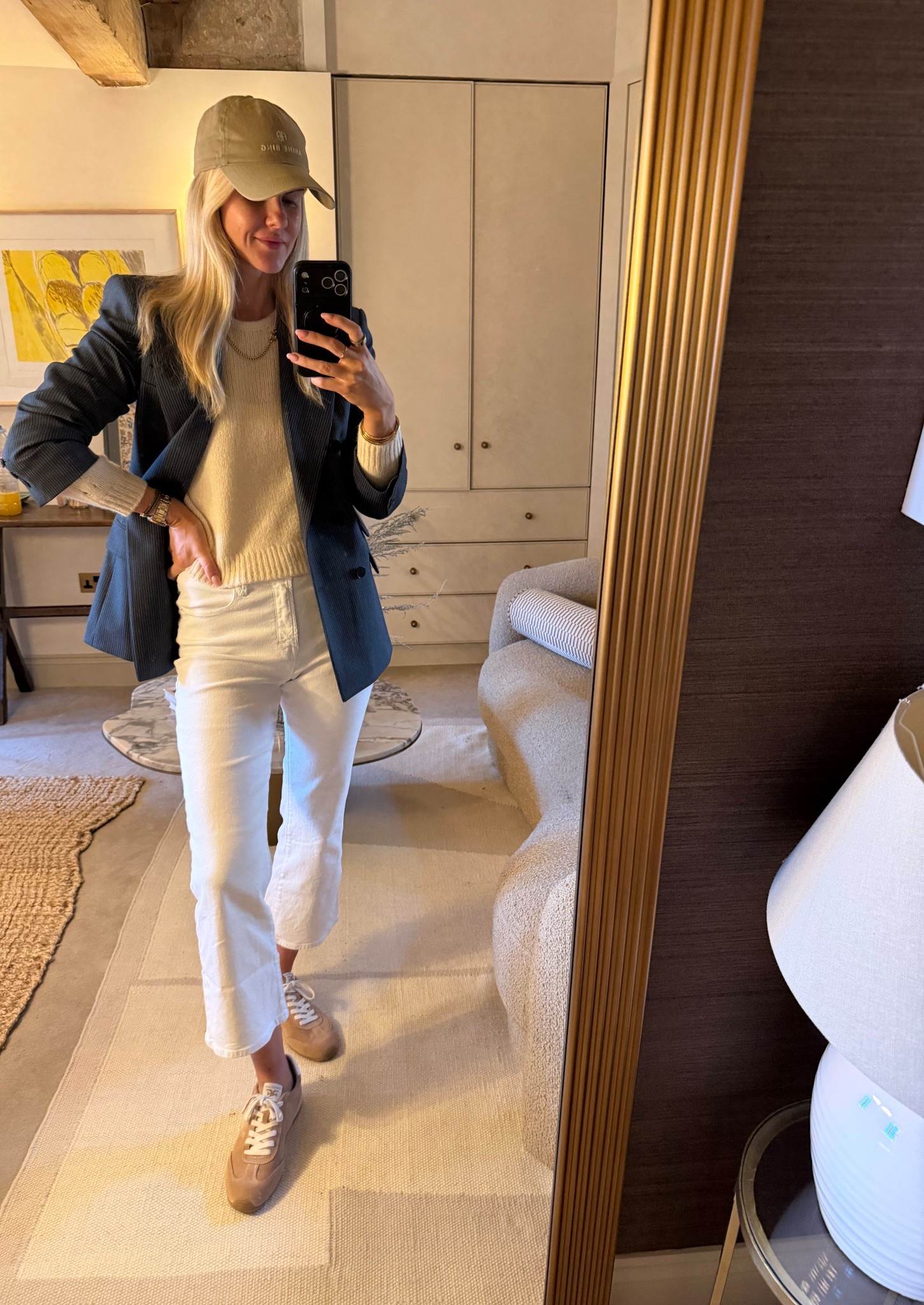 Office day relaxed in white jeans and navy blazer 

#LTKireland #LTKworkwear #LTKeurope