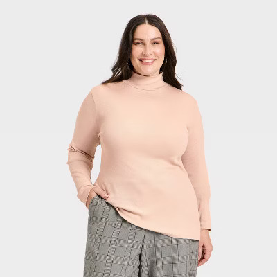 Women's Long Sleeve Ribbed Turtleneck Top - A New Day™ | Target