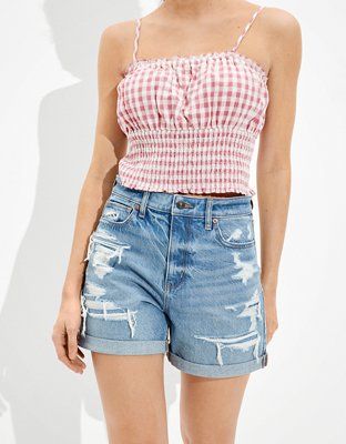 AE Denim Baggy Mom Shorts | American Eagle Outfitters (US & CA)