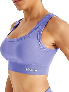 AUROLA Power Sports Bras for Women - Push Up Workout Bra Square Neck Yoga Bra Padded Low Impact G... | Amazon (US)
