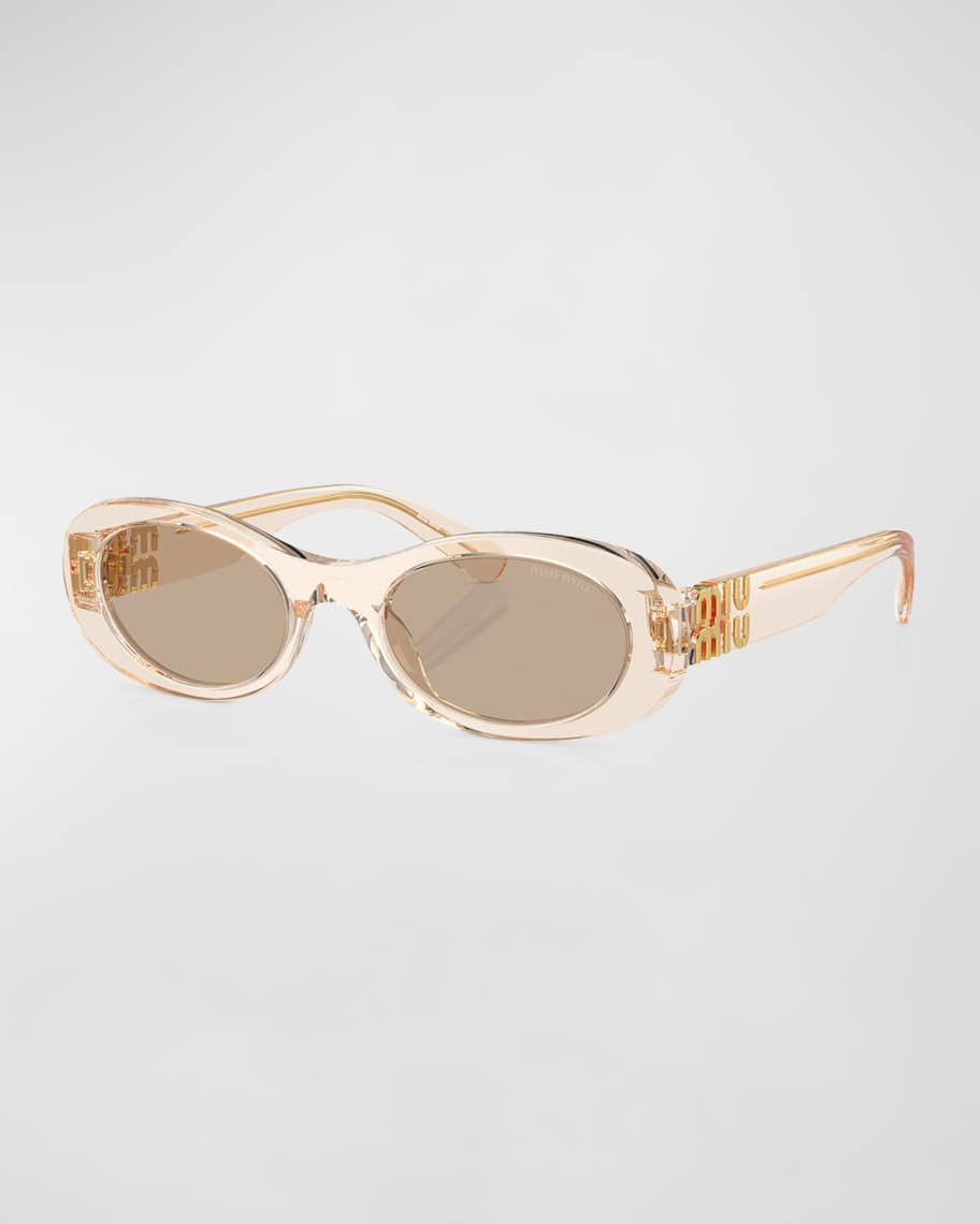 Logo Acetate Oval Sunglasses | Neiman Marcus