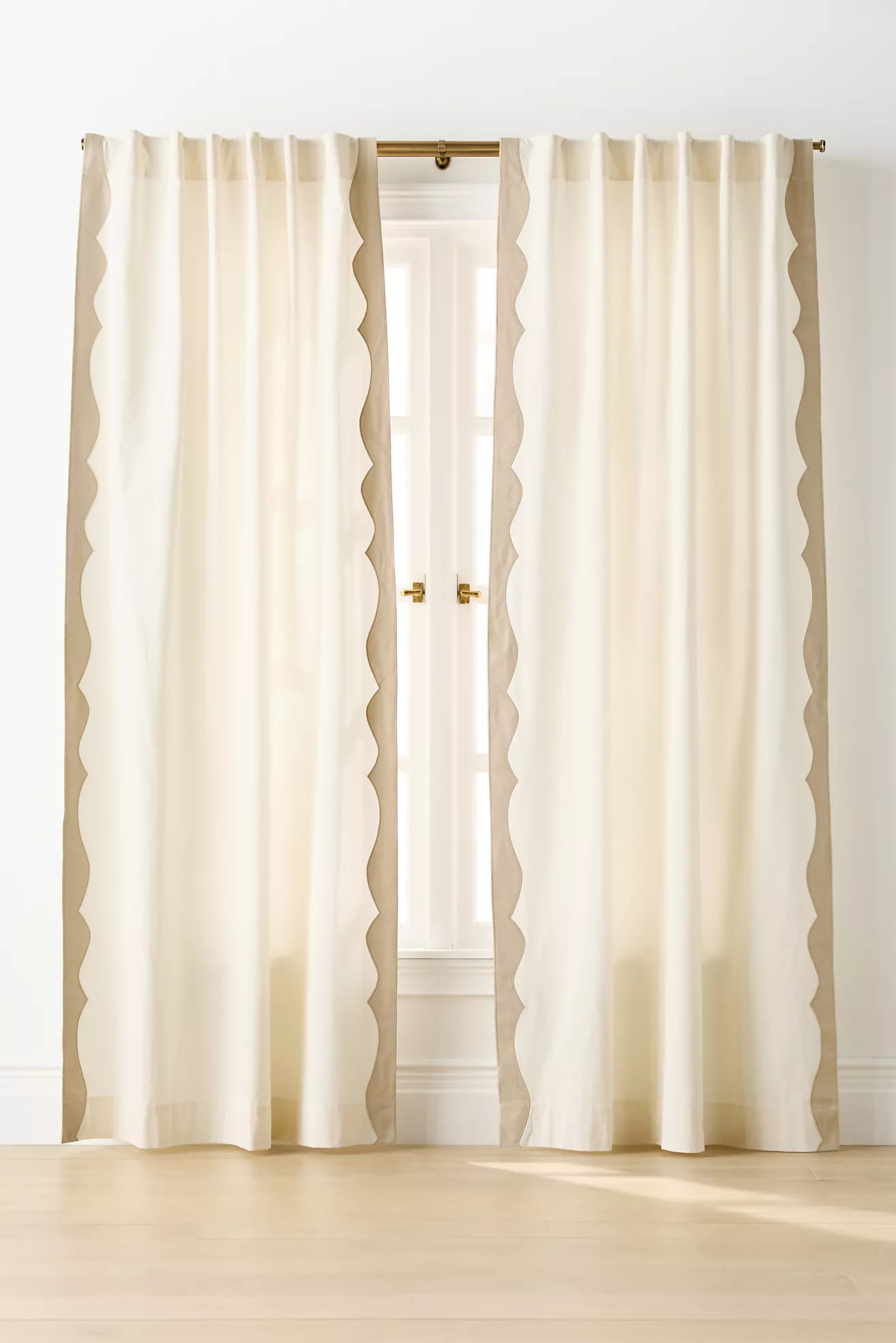 Penelope Wavy Border Cotton Curtain | Anthropologie (US)