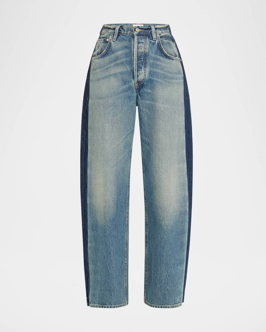 Citizens of Humanity Ayla Baggy Jeans with Tuxedo Stripe | Neiman Marcus