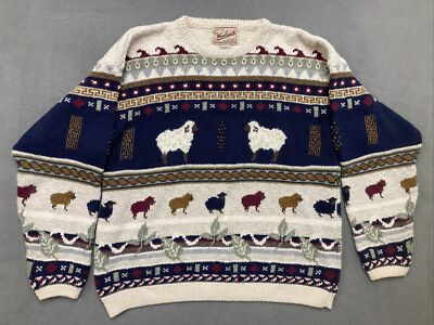 Vintage 90s Ugly Woolrich Womens Winter Sheep Grandma Sweater Size M Ramie | eBay US